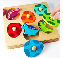 Дерев'яна головоломка Динозаври для розвитку пам'яті та уваги
