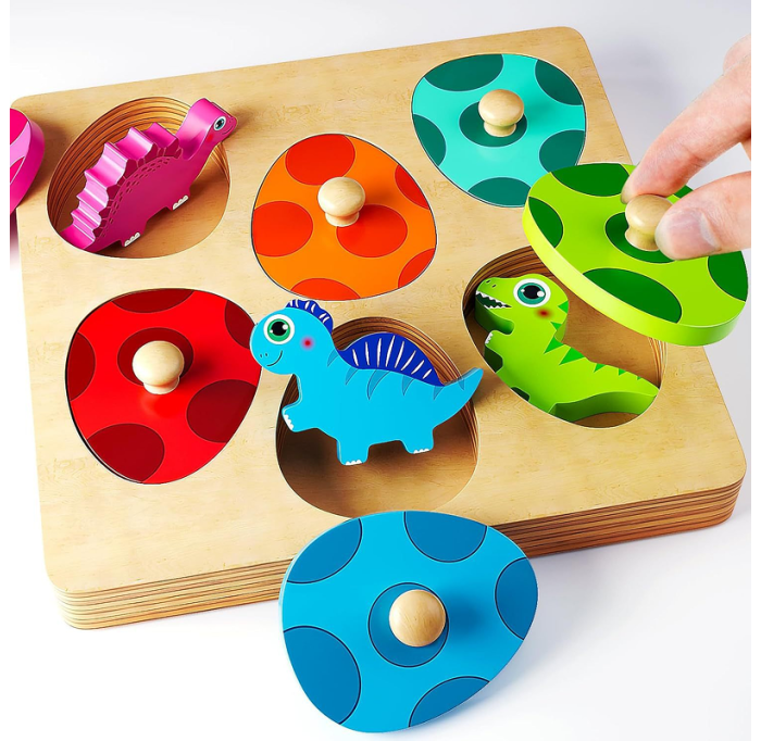 Wooden puzzle Dinosaurs for developing memory and attention - Фото 1