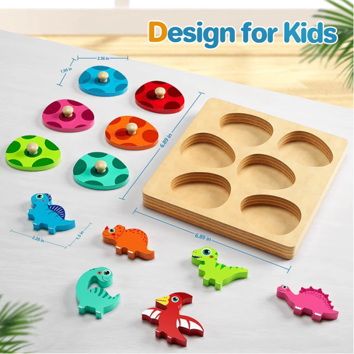 Wooden puzzle Dinosaurs for developing memory and attention - Фото 3
