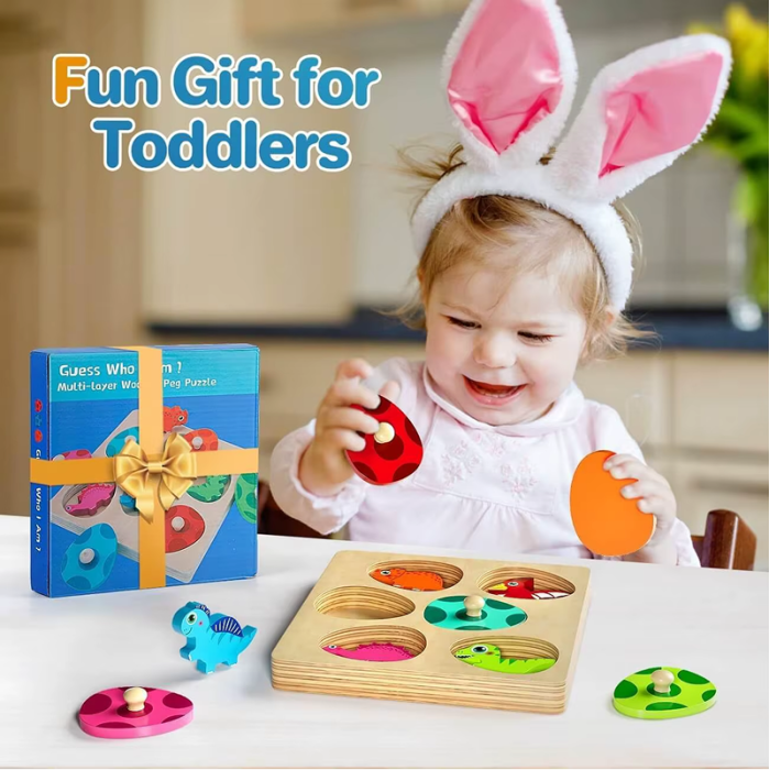 Wooden puzzle Dinosaurs for developing memory and attention - Фото 4