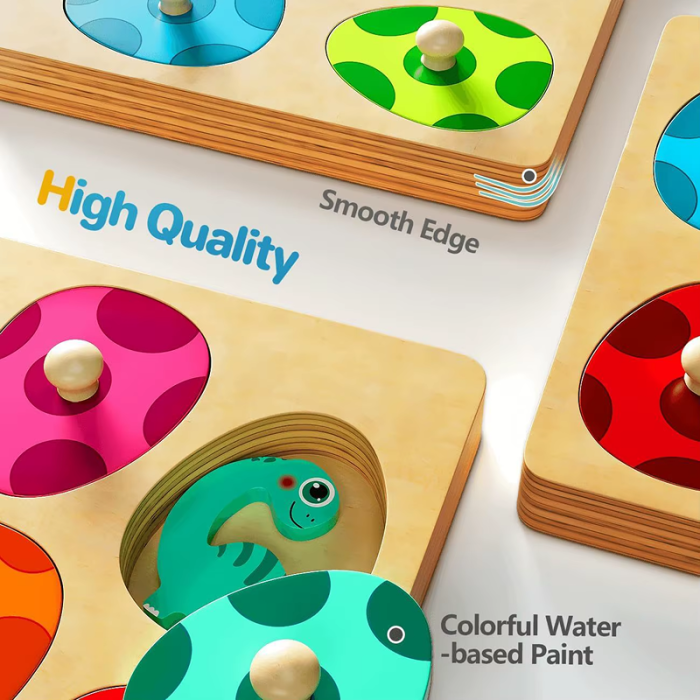Wooden puzzle Dinosaurs for developing memory and attention - Фото 7