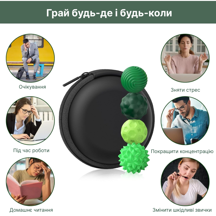 Sensory magnetic balls, green set of 8 pcs, with case, size M - Фото 7