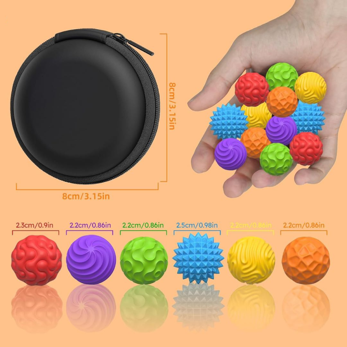 Sensory magnetic balls, colorful set of 6 pcs, with case, size S - Фото 2