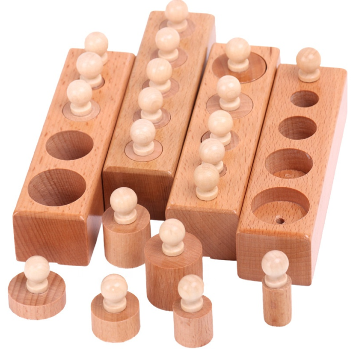 Montessori Wooden Cylinder Set Educational Toy - Фото 1