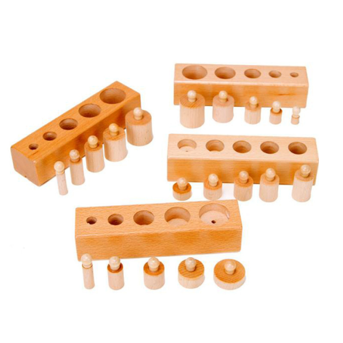 Montessori Wooden Cylinder Set Educational Toy - Фото 5