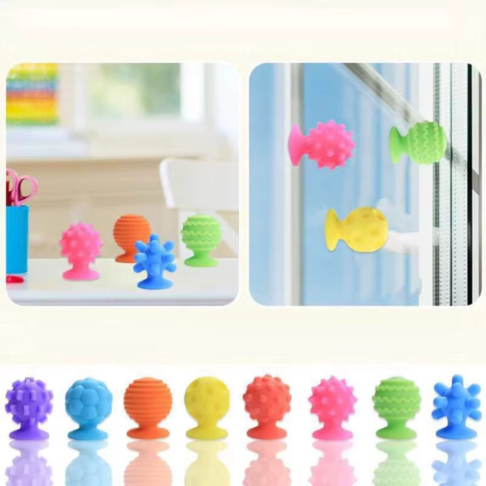 Set of textured silicone sensory toys with suction cups, 8 pcs. - Фото 3