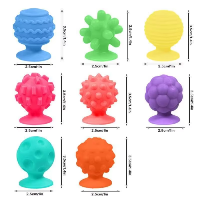 Set of textured silicone sensory toys with suction cups, 8 pcs. - Фото 6