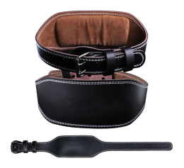 Leather sports belt for weight lifting black