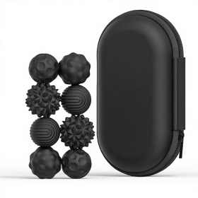 Sensory magnetic balls, BLACK set of 8 pieces, with case, size S