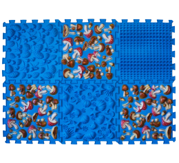 Massage mat "Puzzles Mix" 6 elements "Colored Mushrooms" for a boy