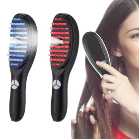 Combing with light therapy, vibration and sawing to enhance hair growth
