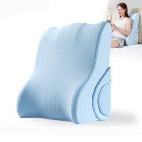 Подушка під спину анатомічна з ефектом пам`яті та додатковим валиком Блакитна Подушка під спину анатомічна з ефектом пам`яті та додатковим валиком Блакитна