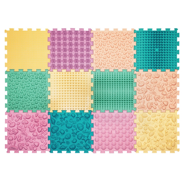 Massage mat "Puzzles Mix" 12 elements Pastel - Фото 1