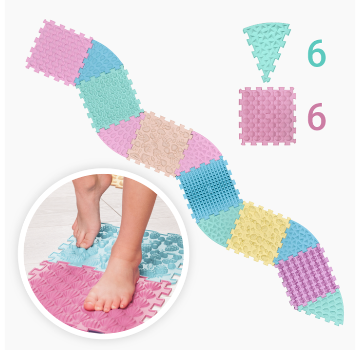 Massage mat "Ortek Mix Puzzles" 6 elements + 6 sectors PASTEL - Фото 1