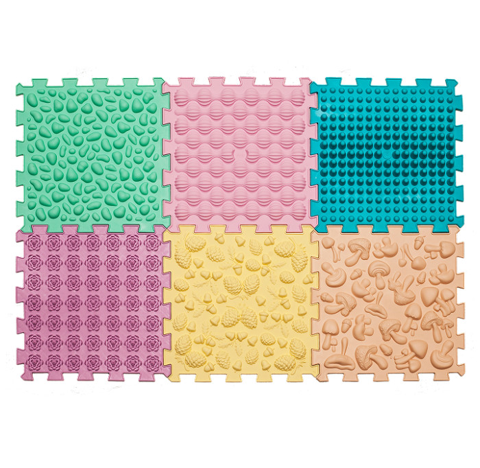 Massage mat "Puzzles Mix" 6 elements Pastel - Фото 1