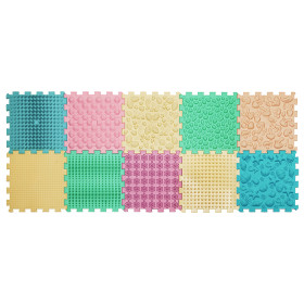Килимок масажний "Пазли Мікс" 10 елементів Пастель