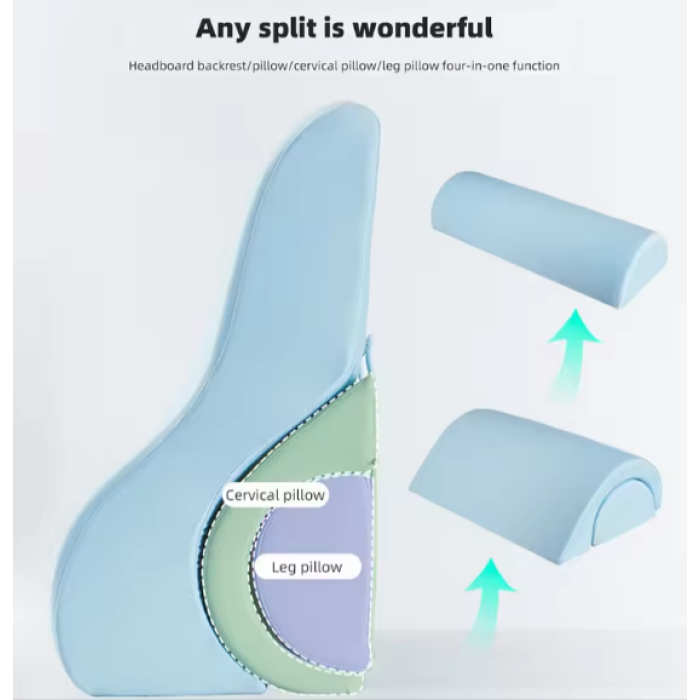 Подушка під спину анатомічна з ефектом пам`яті та додатковим валиком Блакитна - Фото 4