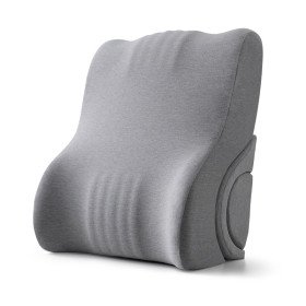 Подушка під спину анатомічна з ефектом пам`яті та додатковим валиком Сіра Подушка під спину анатомічна з ефектом пам`яті та додатковим валиком Сіра