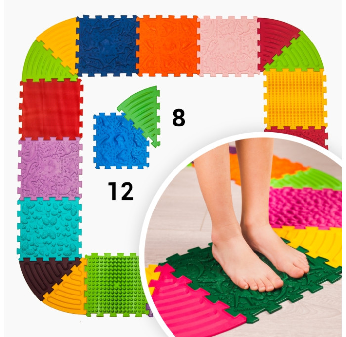 Massage mat Ortek Dinosaurs Puzzles 12 el. + 8 Triangles - Фото 1