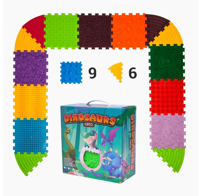 Massage mat Ortek Dinosaurs Puzzles 9 el. + 6 Triangles - Фото 1